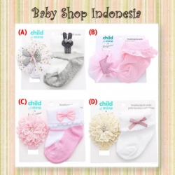 C215 Set Kaos Kaki Bayi Perempuan Import dan Bandana Bayi Perempuan Mix Motif  large