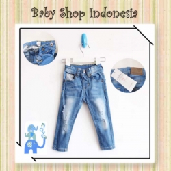 Celana Panjang Jeans Slim Fit Ripped Blue  large