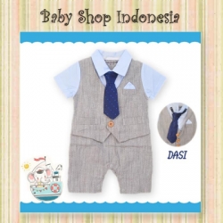 LJ131 Jumpsuit Pesta Bayi Romper Tuksedo Bayi Abu Biru  large
