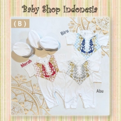 LJ189 Jumpsuit Koko Bayi Baju Koko Putih Model Celana Pendek Selutut B  large