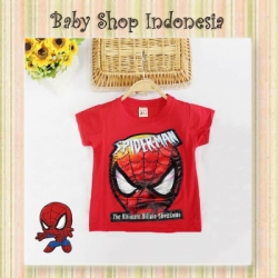 LK154 kaos spiderman led merah  large