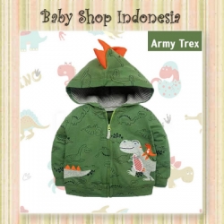 LK191 Jaket Bayi Import Jaket Anak Import Murah Jaket Hoodie Anak Army Green Trex  large
