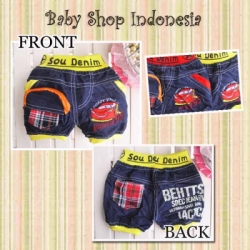 LS017 Celana Pendek Denim Cars 53 Kuning  large