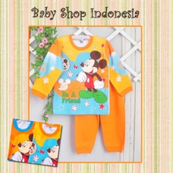 LU282 Piyama Kaos Korea Mickey Be A Friend 75 Oranye copy  large