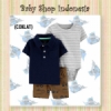 LU550 Setelan Baju Bayi Import 3in1 Jumpsuit Bayi Kaos Kerah Anak Branded Navy Grey Salur  medium