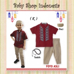 LU579 setelan koko pendek merah K  large