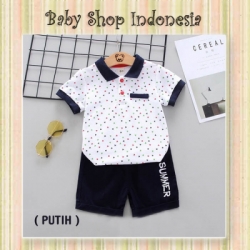 LU603 Setelan Kemeja Segitiga Putih  large