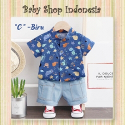 LU617 Setelan Kemeja Anak Cowok Setelan Baju Anak Import Nautica Biru  large