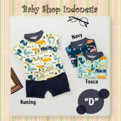 LU633 Setelan Kemeja Anak Cowok Setelan Baju Anak Import Dino Roar D  large