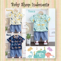 LU634 Setelan Kemeja Anak Cowok Setelan Baju Anak Import Dino E  large