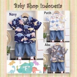 LU635 Setelan Kemeja Anak Cowok Setelan Baju Anak Import Dino F  large