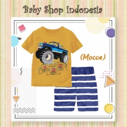 LU639 Setelan Kaos Anak Import Big Race Car Baju Rumah Anak Cowok Kaos Anak Gambar Mobil  large
