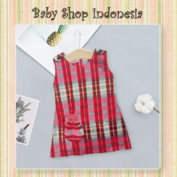 PD612 Dress Anak Katun Rok Katun Anak Tartan Red  large