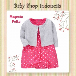 PD626 Dress Anak Jumpsuit Rok Magenta Polka Dress Bolero Abu  large