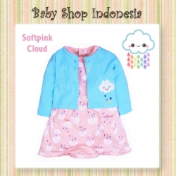 PD632 Dress Anak Jumpsuit Rok Softpink Cloud Dress Bolero Biru Muda  large