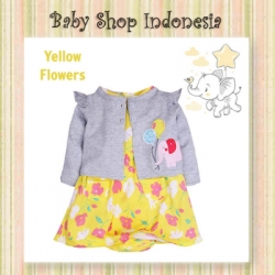 PD634 Dress Anak Jumpsuit Rok Yellow Flower Bolero Abu Elephant  large