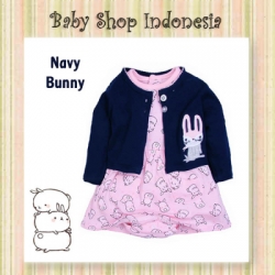 PD635 Dress Anak Jumpsuit Rok Softpink Kelinci Bolero Navy  large