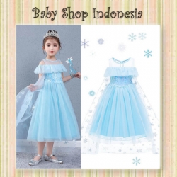 PD651 Dress Frozen Elsa Dress Anak Frozen Biru Muda Kostum Anak Princess Icy Blue  large