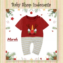 PJ162 Jumpsuit Bayi Unicorn Raindeer Baju Natal Bayi Baju Bayi Rusa Natal  large