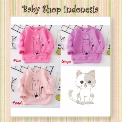 PK173 Baju Anak Perempuan Lengan Panjang Sweater Kaos Anak Lengan Panjang Ribbon Kitty  large