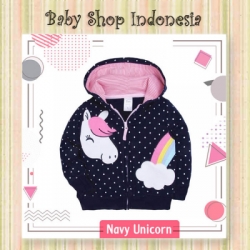 PK179 Jaket Bayi Import Jaket Anak Import Murah Jaket Hoodie Anak Navy Unicorn  large