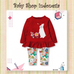 PU522 Setelan Baju Anak Perempuan Lengan Panjang Premium Red Rabbit  large