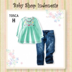 PU535 setelan cewek tunik H tosca  large