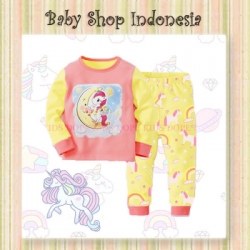 PU570 Piyama Anak Perempuan Yellow Unicorn Piyama Anak Import Aplikasi Unicorn  large