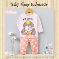 PU596 Piyama Anak Perempuan Import Baju Tidur Anak Perempuan Lengan Panjang Little Princess  large