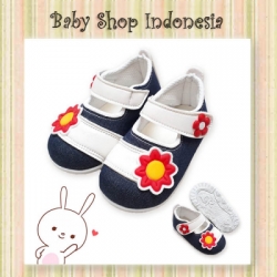 S961 Sepatu Anak Bunyi Citcit Flowers Putih  large