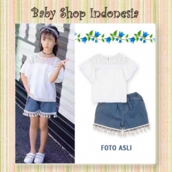 Setelan Baju Anak Lace Putih  large