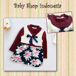 dress anak import baju anak import lengan panjang maroon  large