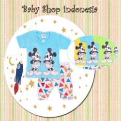 setelan baju bayi mickey mouse biru  large
