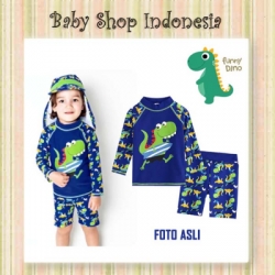 setelan baju renang cowok biru  large