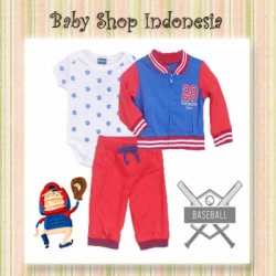 setelan baseball merah  large