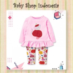 setelan cewek pink mouse  large