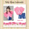 setelan denim pink  medium