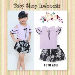 setelan kulot ungu  large