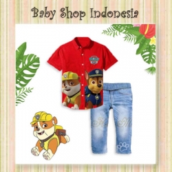 setelan merah paw patrol  large
