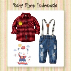 setelan suspender kotak merah smile  large